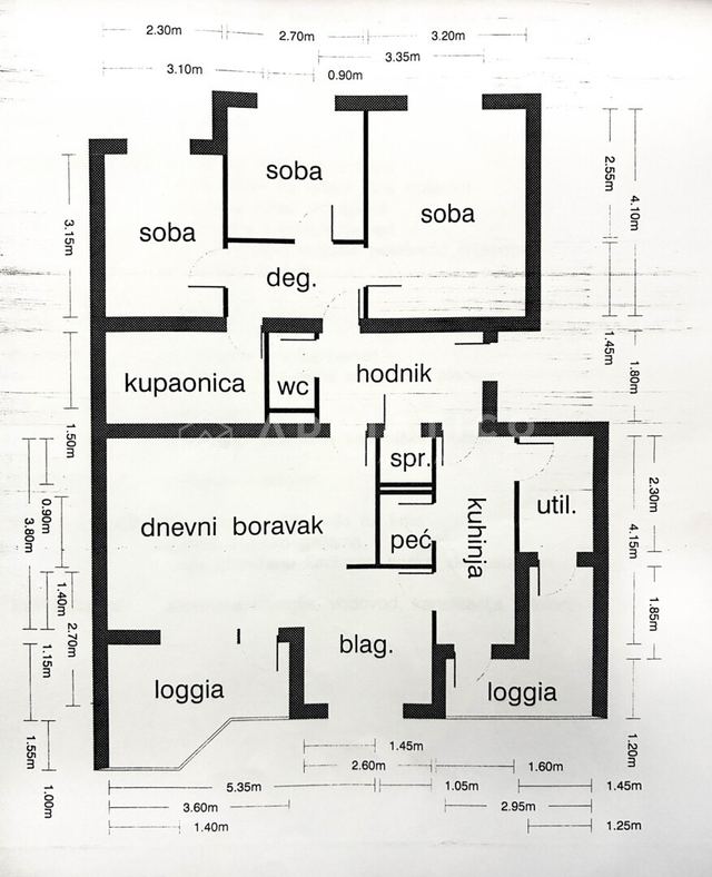 Istra, Rovinj, Centener – Ekskluzivno: stan 92 m², 3 spavaće sobe — tlocrt 1