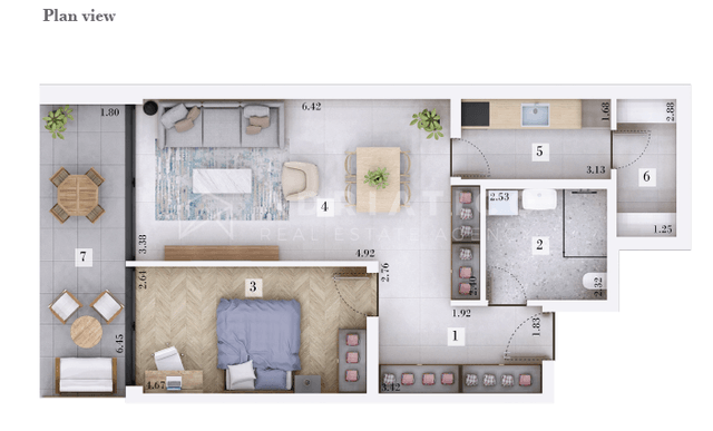 Rovinj Area – 66.5 m² New-Build Apartment with Garden — floor plan 1