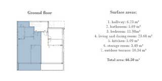 Rovinj Area – 66.5 m² New-Build Apartment with Garden — floor plan 2