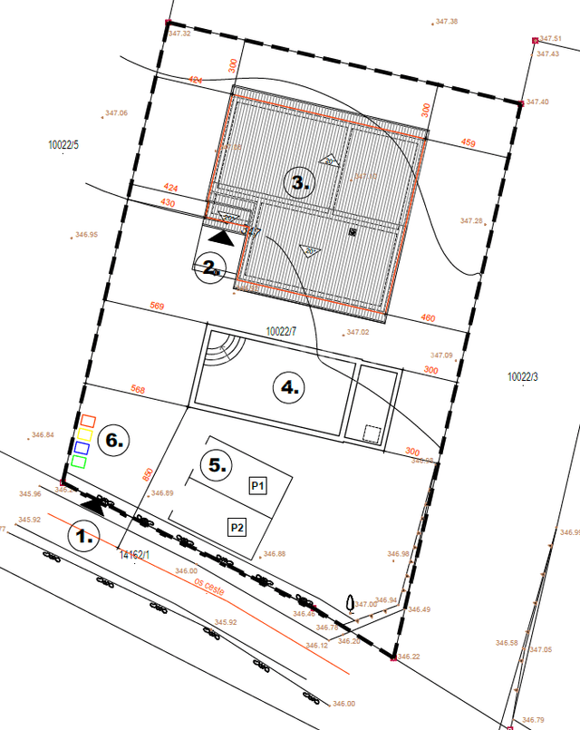 Žminj, Cere – građevinsko zemljište 545 m² s građevinskom dozvolom — tlocrt 1