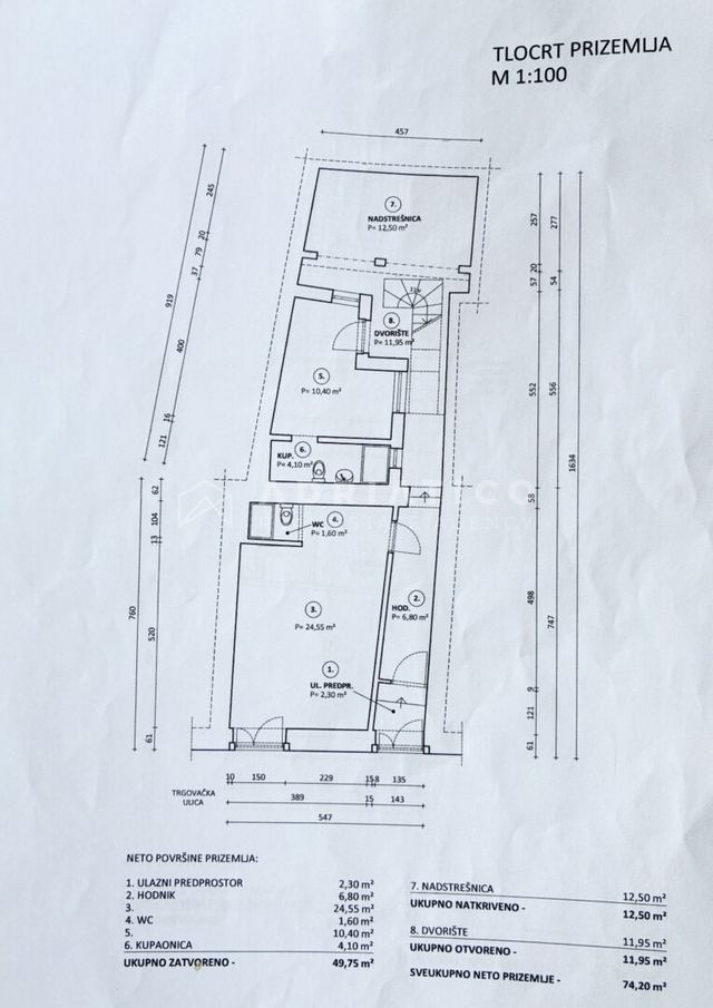 Vodnjan Zentrum, Istrien – Haus mit Gewerberaum, 243 m² — Grundriss 1