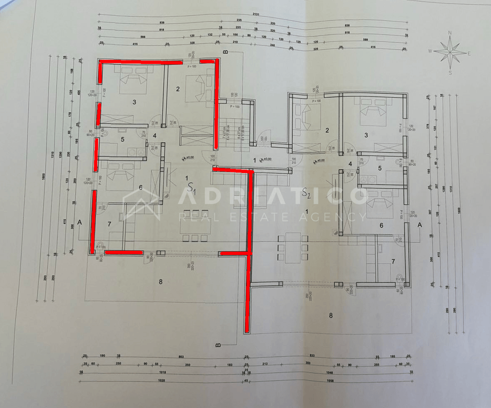 Novigrad, Istra - apartma s tremi spalnicami in zasebnim bazenom — tloris 1