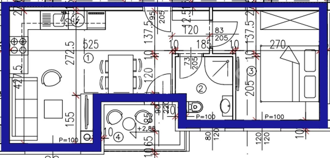 Poreč, Tar - Neubau - Einzimmerwohnung im 1. Stock — Grundriss 1