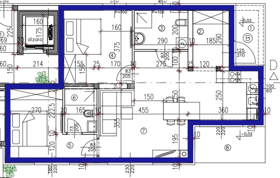 Poreč, Tar - Neubau - Einzimmerwohnung im 1. Stock — Grundriss 1