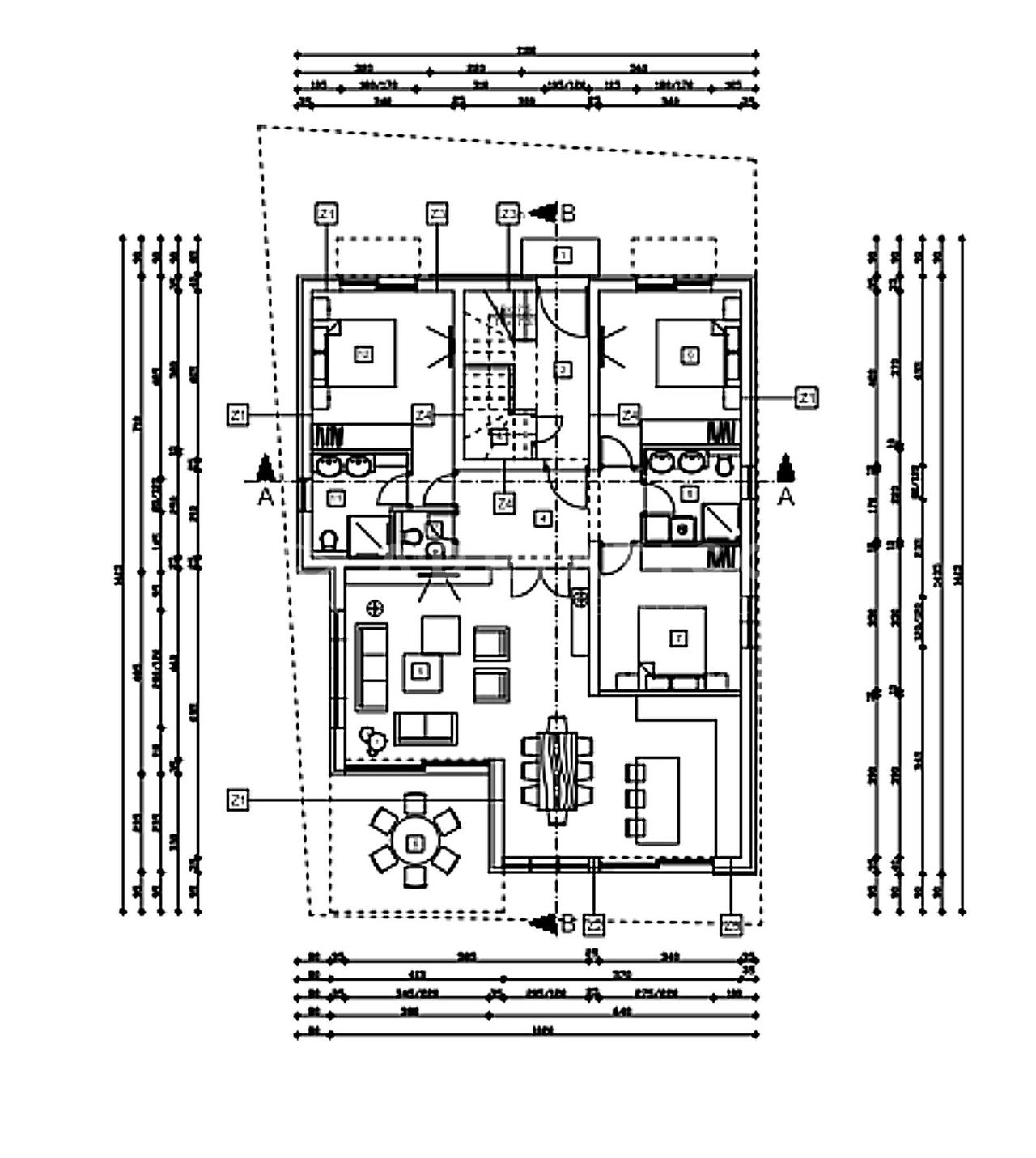 Rovinj, Neubau, Dreizimmerwohnung im Erdgeschoss — Grundriss 1