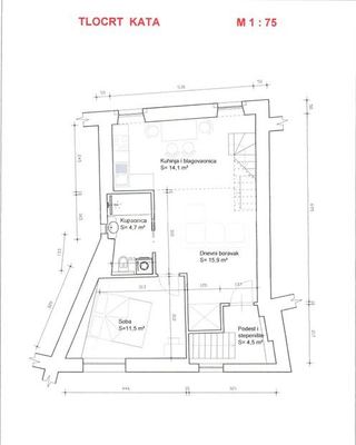 Rovinj Old Town – renovated 55 m² apartment, 100 m from the beach — floor plan 1