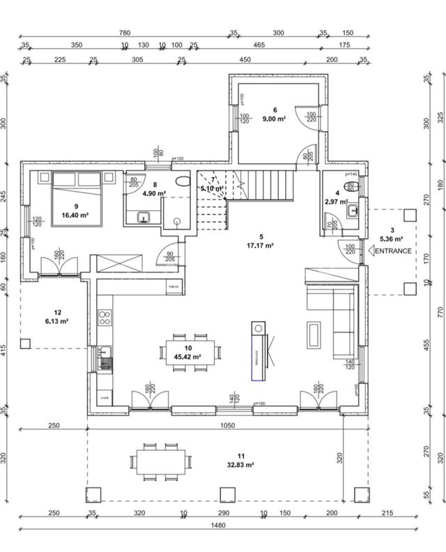 Žminj, Istrien – Baugrundstück mit Hausprojekt mit Pool — Grundriss 2